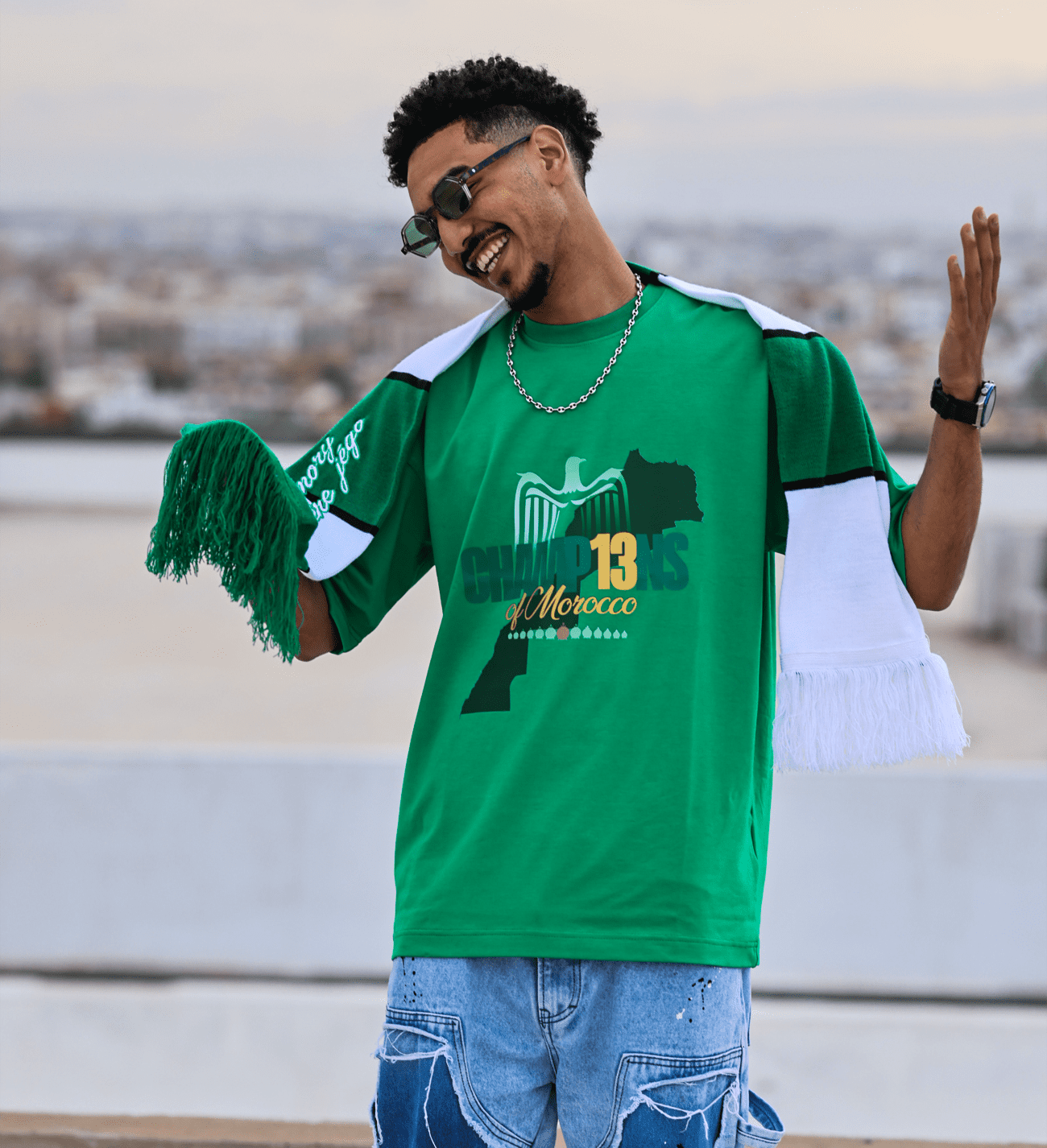 T shirt Champion 13 RCA Vert Celebrez le 13eme Titre avec le Raja Club Athletic Raja Billetterie